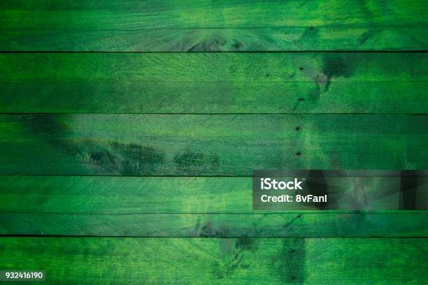 Green Wood Background In Used Look Stock Photo - Download Image Now - Green Color, Wood - Material, Backgrounds