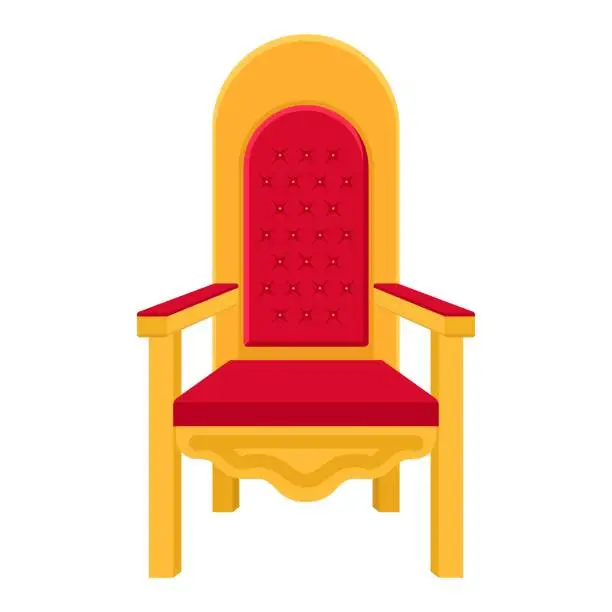 Vector illustration of Red royal throne. King throne or armchair icon in flat style isolated on white background. Vector illustration