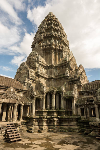 istock Central tower of iconic Angkor Wat temple complex in Cambodia 932420220