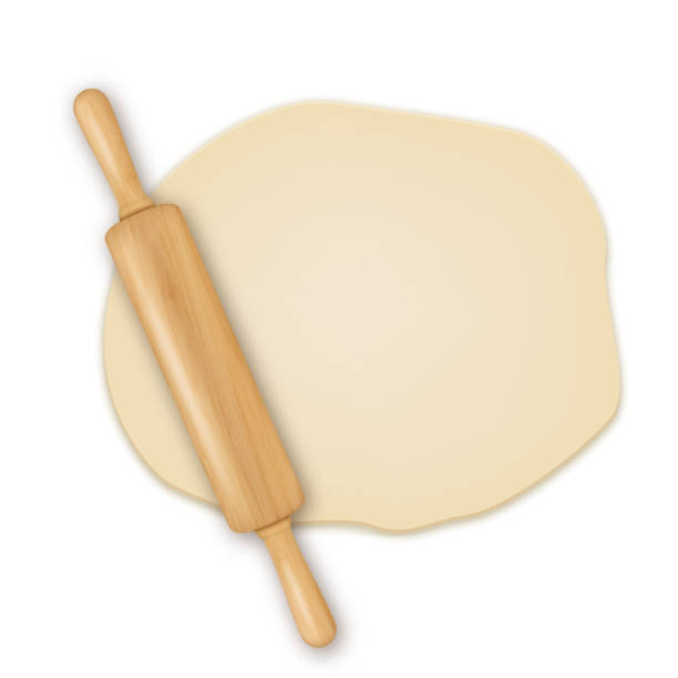 ilustrações de stock, clip art, desenhos animados e ícones de vector realistic 3d wooden rolling pin on roll out the dough closeup isolated on white background. design template for graphics - rolling up illustrations
