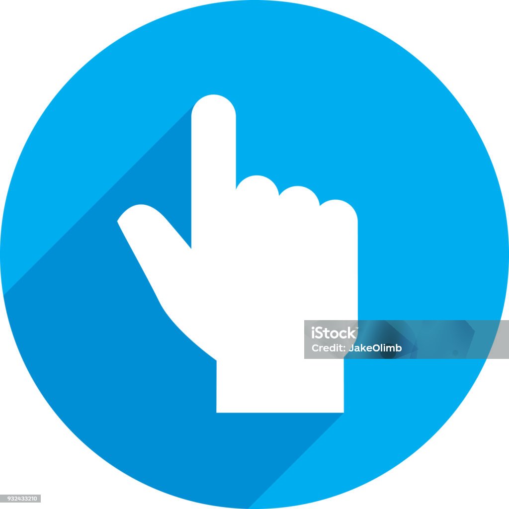 Hand Point Icon Silhouette Vector illustration of a blue hand pointing cursor icon in flat style. Computer Mouse stock vector