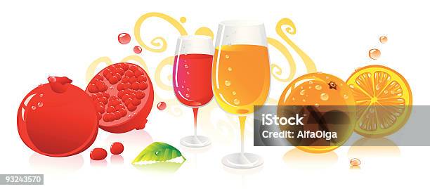 Вино Гранат И Оранжевый — стоковая векторная графика и другие изображения на тему Алкоголь - напиток - Алкоголь - напиток, Апельсин, Без людей