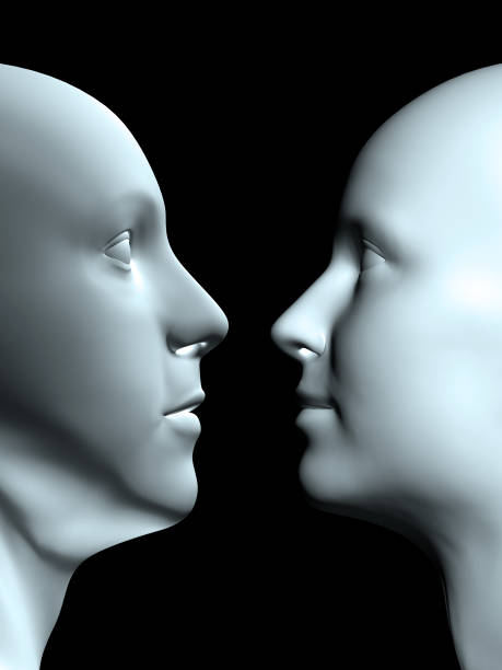 istock face to face, concept composition woman and man 932439394