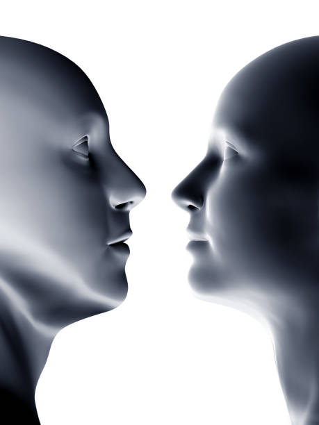 istock face to face, concept composition woman and man 932439398