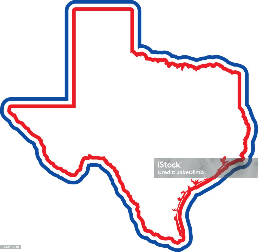 Texas Outline Stock Illustration - Download Image Now - Texas, Outline
