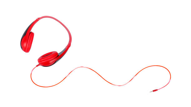 istock Musical equipment - Red headphone. Isolated 932443922