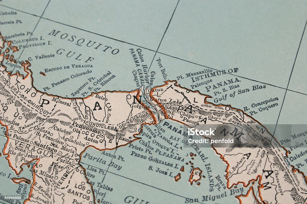 Mappa di Panama vintage - Foto stock royalty-free di Canale di Panamá