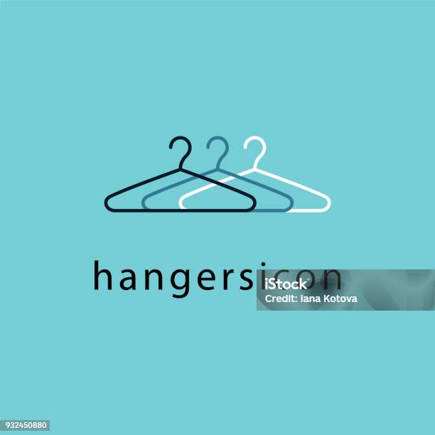 Clothes Hangers Line Icon Vector Illustration Stock Illustration - Download Image Now - Coathanger, Closet, Cloakroom