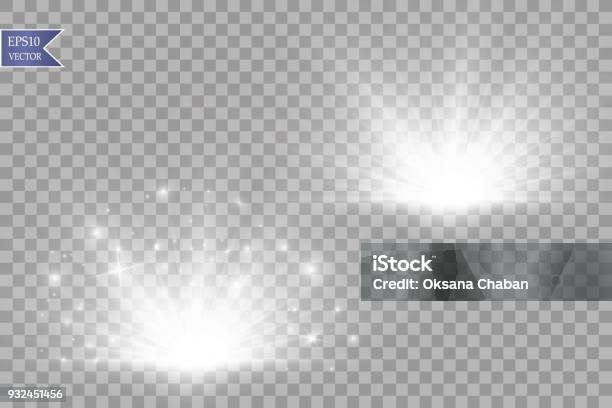 Set Shining Star The Sun Particles And Sparks With A Highlight Effect Golden Bokeh Lights Glitter And Sequins On A Dark Background Transparent Stock Illustration - Download Image Now