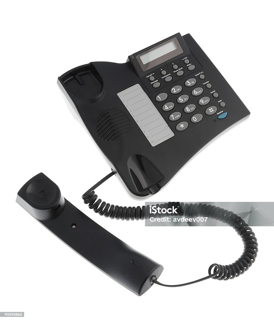Digitale moderna telefono VoIP (isolato su bianco - Foto stock royalty-free di Cornetta sganciata