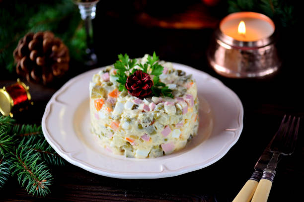 istock Traditional New Year's Russian salad Olivier. 932469938