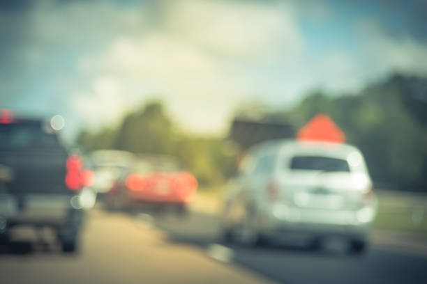 istock Blurred abstract traffic on US Highway 59 caused by road construction 932473142