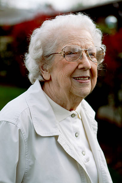 Senior Woman in Thought stock photo