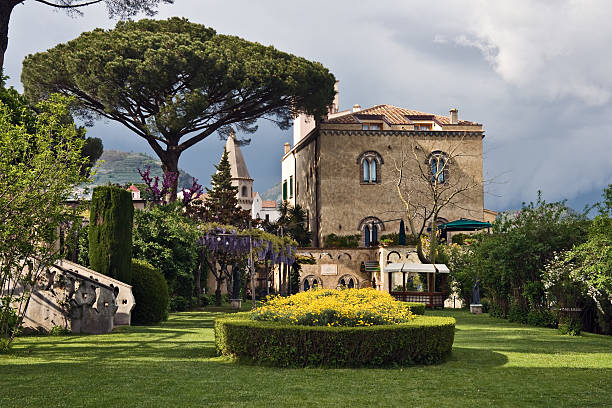 Garden and house in Villa Cimbrone gardens, Ravello, Italy Villa Cimbrone gardens, Ravello, Italy ravello stock pictures, royalty-free photos & images