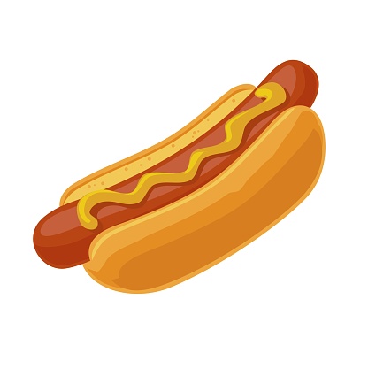 Hotdog. Vector isolated flat illustration for poster, menus, brochure, web and icon.
