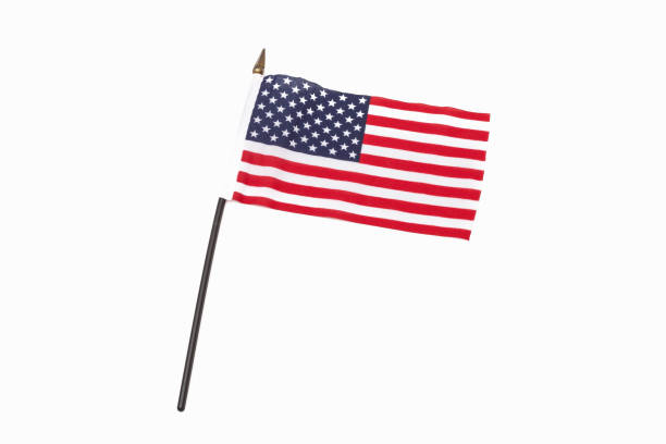istock An American flag on a white background 932487816