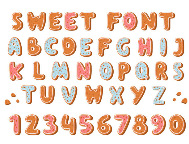 istock Gingerbread cookies alphabet holidays ginger cookie font text food biscuit xmas letter vector illustration 932511924