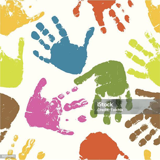 Бесшовный Узор Принты Руки — стоковая векторная графика и другие изображения на тему Большой палец руки - Большой палец руки, Индивидуальность, Узор