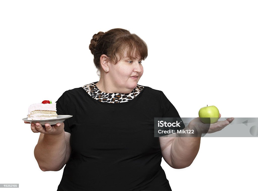Dieta nadwaga kobiety wybór - Zbiór zdjęć royalty-free (Biały)