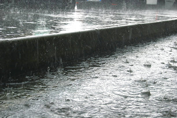 Heavy rain shower stock photo