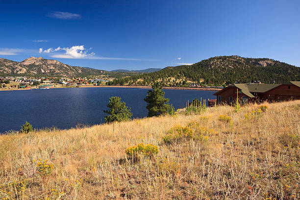 istock Lake Estes and Cabin 93253725