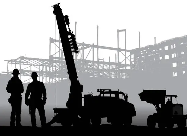 Vector illustration of Drill Construction Crews