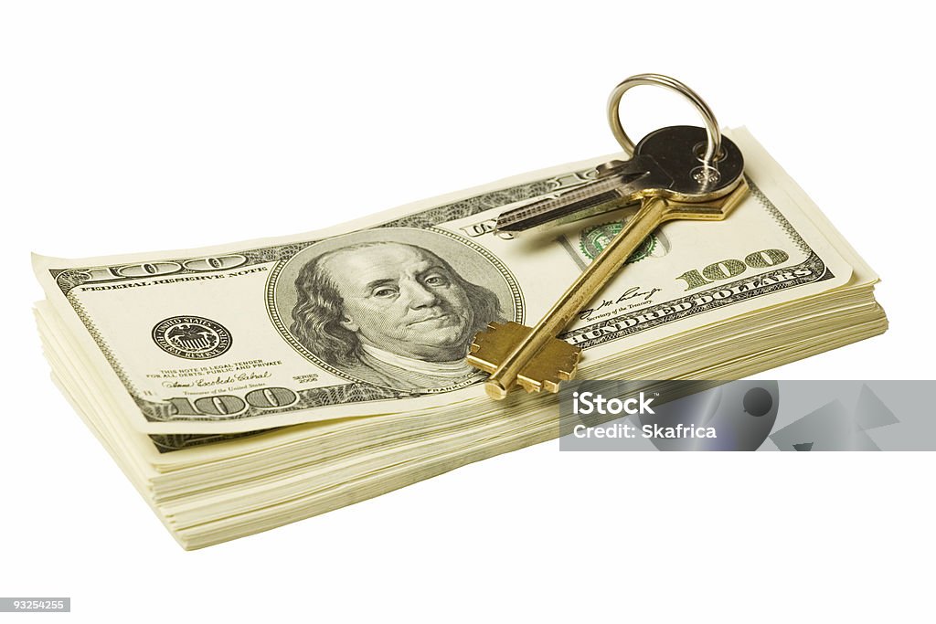 Key and money  American One Hundred Dollar Bill Stock Photo