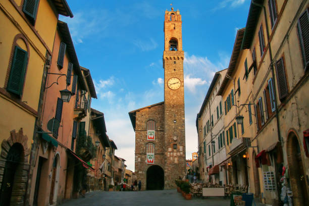 Palazzo dei Priori on Piazza del Popolo in Montalcino, Tuscany stock photo