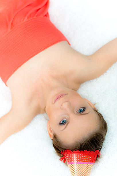 istock Pretty girl lying on a carpet 93255350