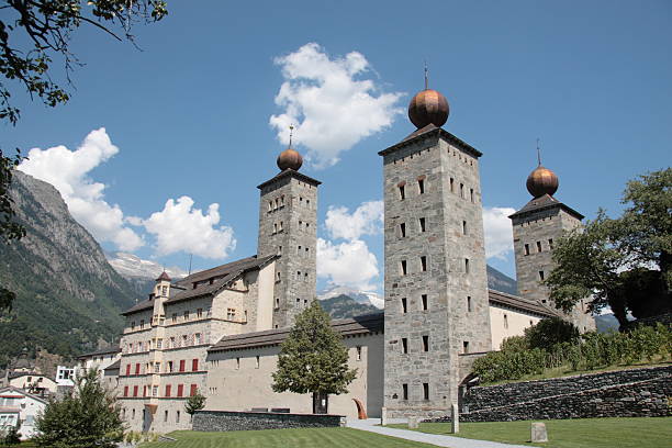 Castle Mauensee (Schloss Mauensee) on a small lake island in a Lake Mauen (Mauesee) - Canton of Lucerne, Switzerland (Schweiz)