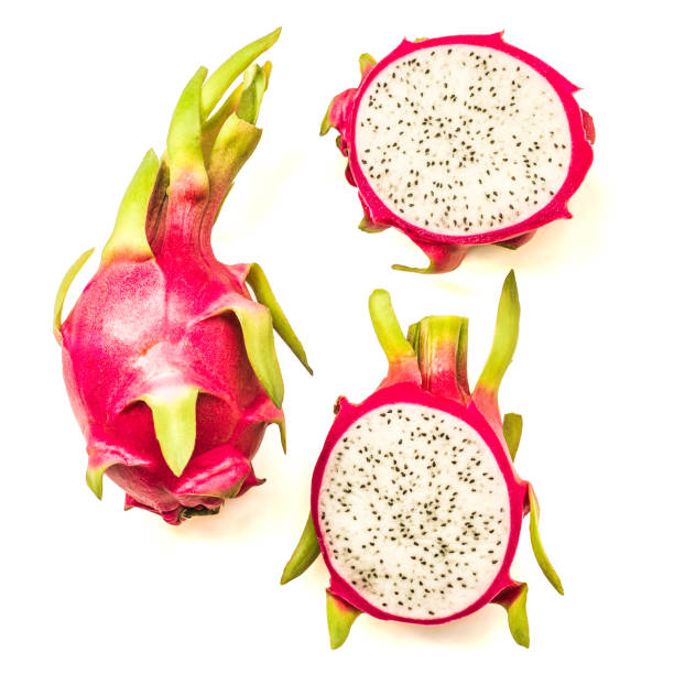 istock top view whole and cut dragonfruit isolated on white background 932556936