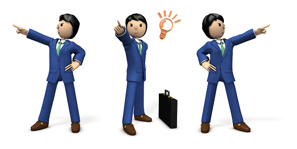 Business people who point to goals. 3D illustration.  multiple illustration set.