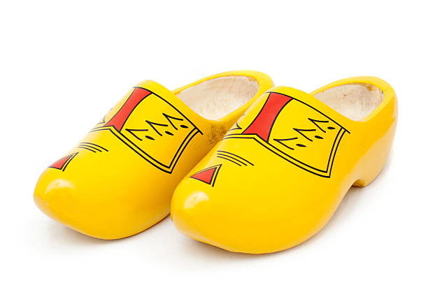 Pair of wooden shoes - klompen stock photo