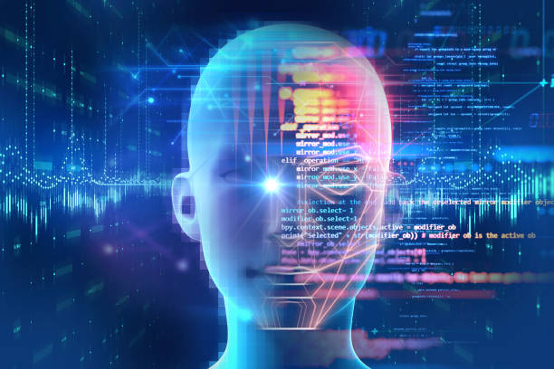 istock Face detection and recognition of digital human 3d illustration. 932559514