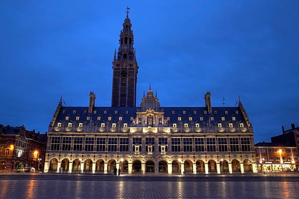 istock University Library in Laudeuzeplein at night, Leuven, Belgium 93256628