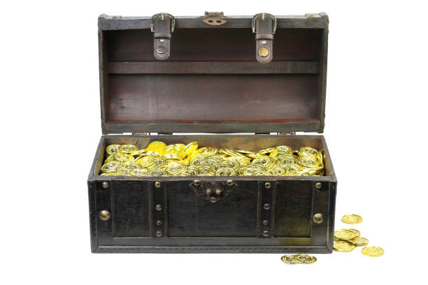 istock Treasure chest filled with gold coins 932567634
