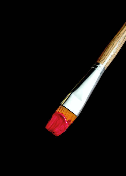 Dirty paint brush be stained with color isolated on white background. Art colorful paint brushes and object.