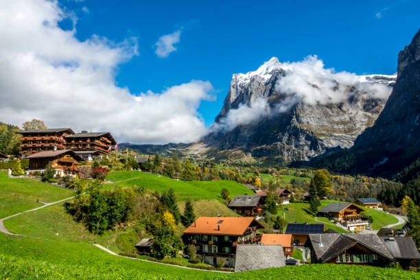 istock Amazing dream like Swiss alpine mountain landscape 932573948