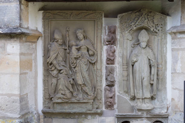 istock cemetery architecture figures and details around chapel 932576012