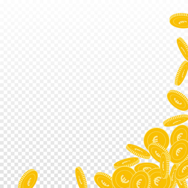 ilustrações de stock, clip art, desenhos animados e ícones de european union euro coins falling. - coin euro symbol european union currency gold