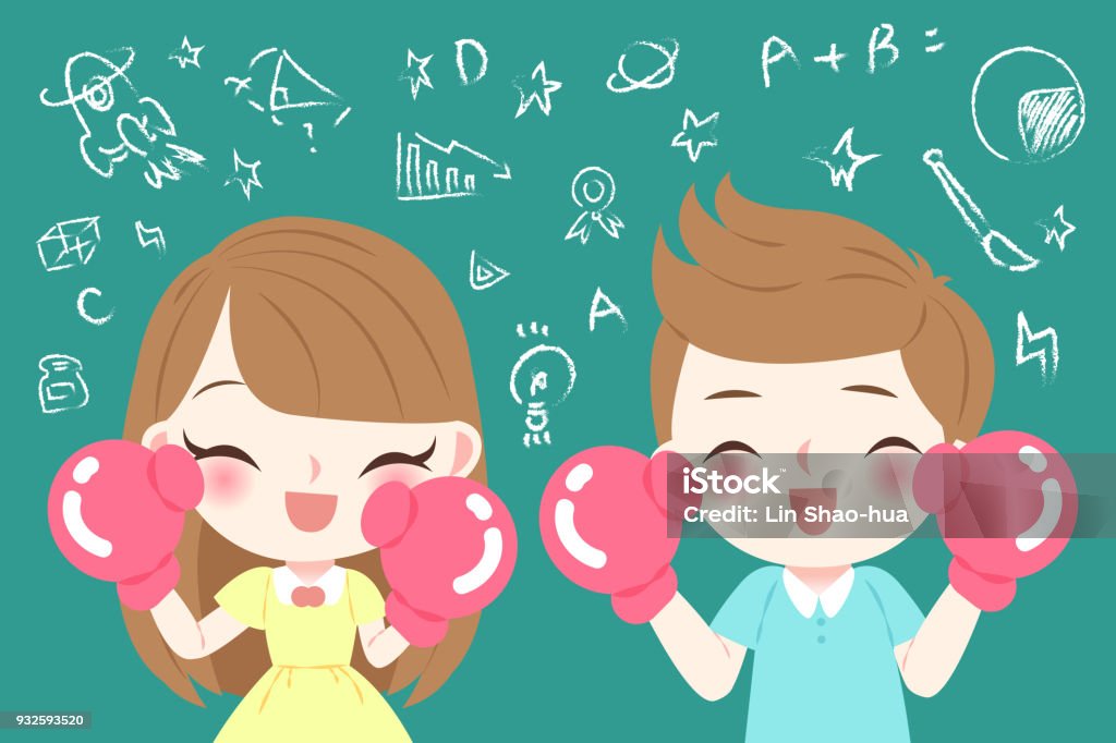 cute cartoon children student cute cartoon children student wear glove wtih blackboard Cartoon stock vector