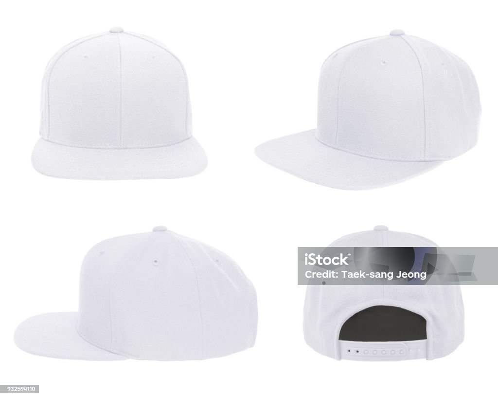 Blanco del color de la vista de la tapa en blanco 4 - Foto de stock de Gorra libre de derechos