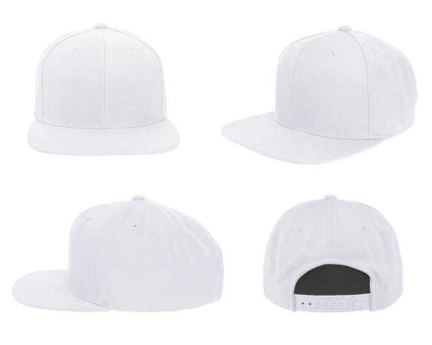 Blank cap 4 view color white Blank cap 4 view color white on white background sideways baseball hat stock pictures, royalty-free photos & images