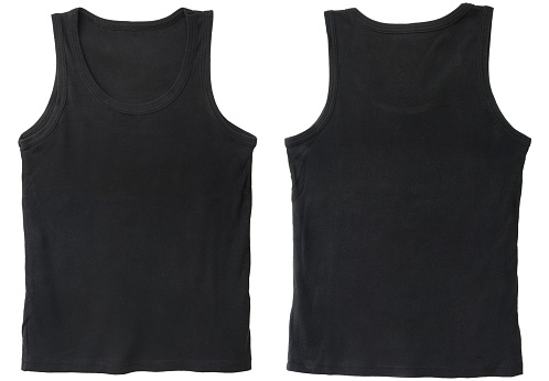 Blank tank top color black front and back view