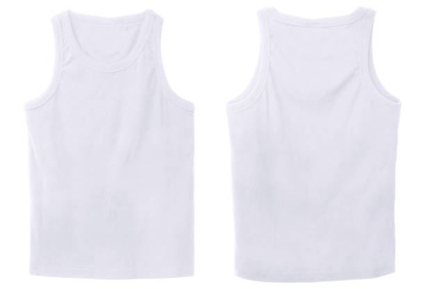 Blank tank top color white front and back view