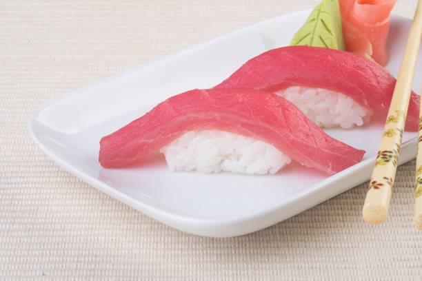 japanese cuisine. sushi tuna on background