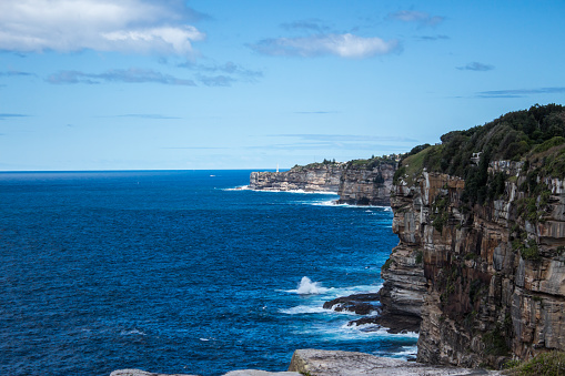 Cliff face ocean views from South Head Sydney Australia looking towards Dover Heights and Bondi