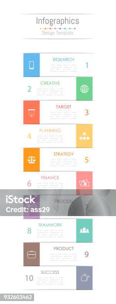 Vetores de Infográfico De Elementos De Design Para Seus Dados Comerciais Com 10 Opções Peças Etapas Cronogramas Ou Processos Ilustração Em Vetor e mais imagens de Número 10