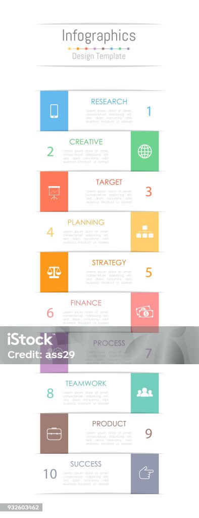 Infographic design elements for your business data with 10 options, parts, steps, timelines or processes. Vector Illustration. Number 10 stock vector