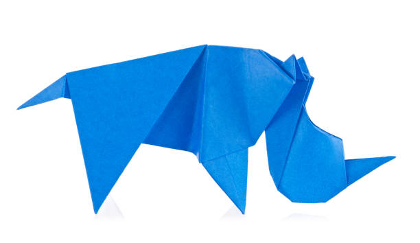 istock Blue rhinoceros of origami 932611638